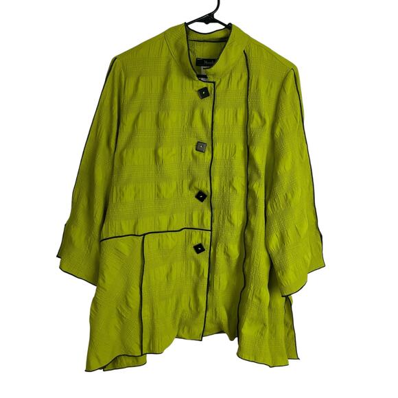 Moolight Y S Fashion Tunic Top Womens Small Green Button Up Shirt Slit USA - Picture 1 of 9